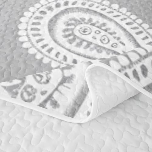 Gray Queen Size Quilted Bedspread Set with 2 Pillowcases - Manfei