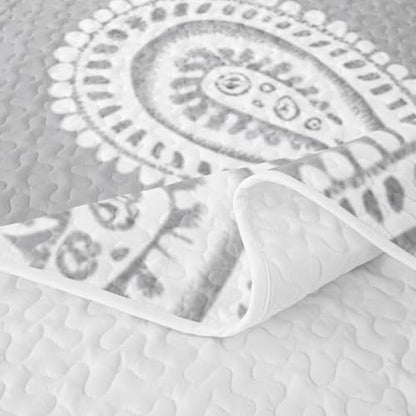 Gray Queen Size Quilted Bedspread Set with 2 Pillowcases - Manfei