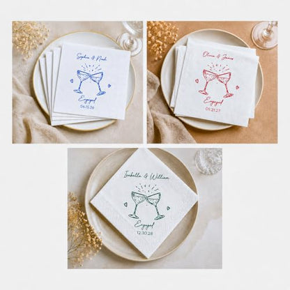 Personalized Wedding Cocktail Napkins - Design 1, Custom Text for Bridal Shower & Reception