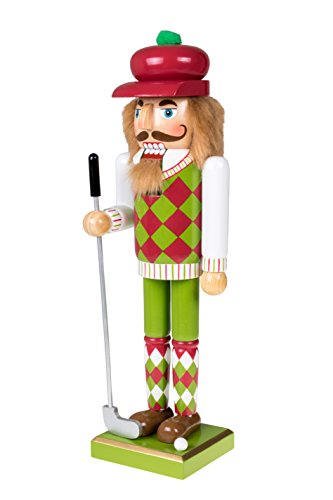 Traditional Wooden Nutcracker - 14 Inch Festive Christmas Decor - Golfer Variation