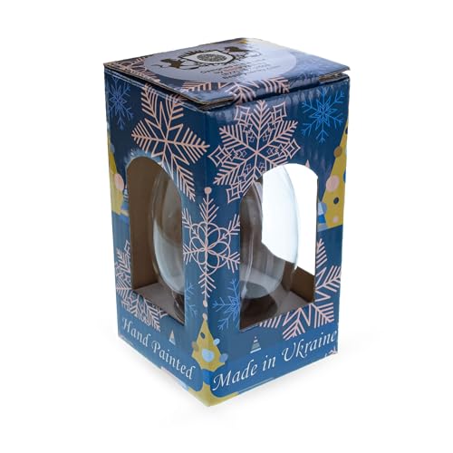 Hand-Painted Ukrainian Glass Christmas Ornament - Gold Branches Egg, 4 Inches