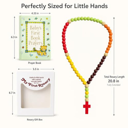Baby Baptism Gift Set with First Rosary and Prayer Book - Keepsake Religious Gift