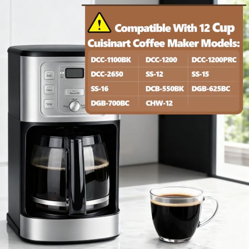 12-Cup Coffee Carafe Replacement Glass for Cuisinart Coffee Makers