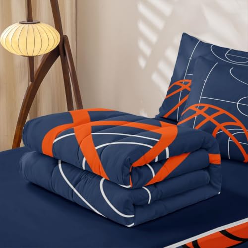 Feelyou Kids Basketball Zipper Bedding Set Twin Size Dark Blue 56