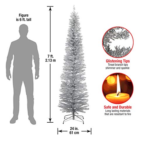 7ft Unlit Silver Artificial Christmas Tree with Full Bodied Branches