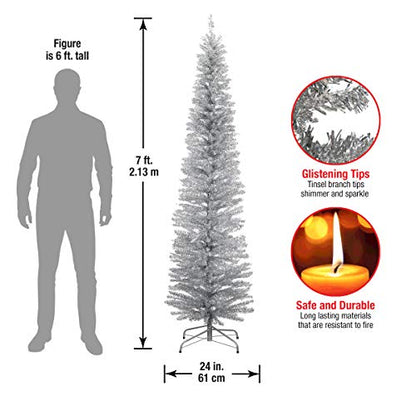 7ft Unlit Silver Artificial Christmas Tree with Full Bodied Branches