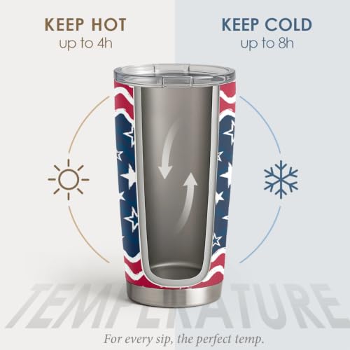 20oz Stainless Steel Travel Mug with Flag Design - Insulated Coffee Cup for Men Women
