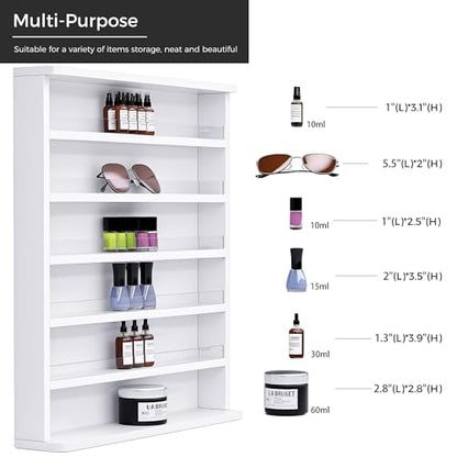 Wood Nail Polish Rack 6-Tier Wall Shelf Storage & Display Organizer