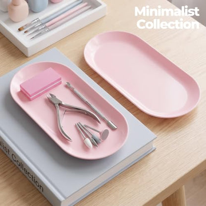 Pink Plastic Nail & Jewelry Storage Trays - Set of 4