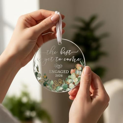 Engaged 2026 Acrylic Ornament - Engagement Gifts for Couples, Her, Bride to Be - Variation of Engaged 7 2026