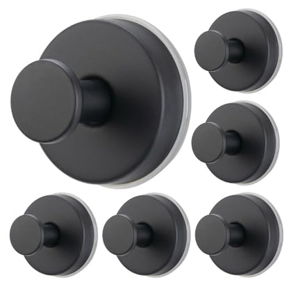 Heavy Duty Suction Cup Hooks 6 Pack - Removable Bathroom Hooks, Black