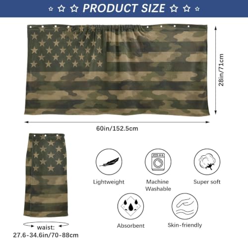 Men's Camo Sauna Towel with Adjustable Waistband 60x28 in