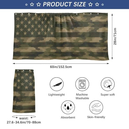Men's Camo Sauna Towel with Adjustable Waistband 60x28 in