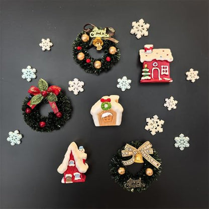 Christmas Fridge Magnets with Mistletoe Design - Style8, Cute Wreath Xmas Refrigerator Decor