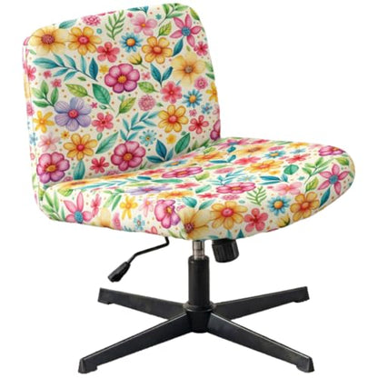 Printed Criss Cross Office Chair Cover - Stretchable Armless Desk Slipcover, Wide Seat, Color 7