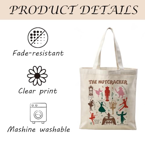 Nutcracker Canvas Tote Bag for Women, Reusable Shoulder Bag for Grocery & Beach
