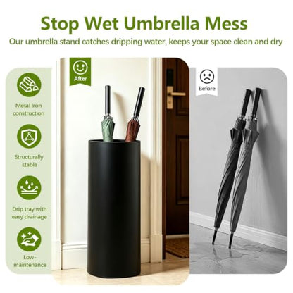 Gold Large Capacity Round Umbrella Holder - Rustproof Floor Stand for Home & Hotel