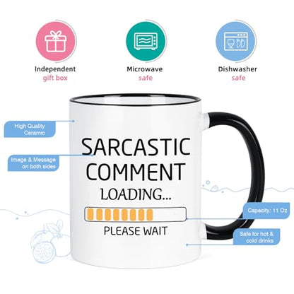 Funny Sarcastic Coffee Mug Two Tone - Loading Comment Gift for Men Women Boss Colleagues 11 Oz