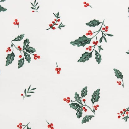 Christmas Duvet Cover Set Queen Size Holly Berries Pattern 90x90 Inch with 2 Shams