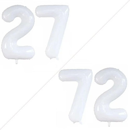 GOER Jumbo 27th Birthday Balloons - 42 Inch Foil Helium Decorations | White Color, 72 Pack