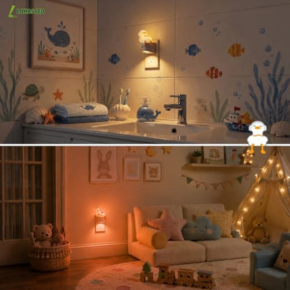 Kids LED Night Light Plug-in Duck Color Changing Sleep Lamp