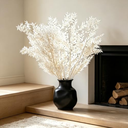 White Preserved Italian Ruscus Branches - 10pcs Dried Foliage for Wedding Bouquets & Home Decor