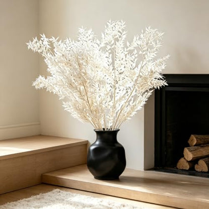 White Preserved Italian Ruscus Branches - 10pcs Dried Foliage for Wedding Bouquets & Home Decor
