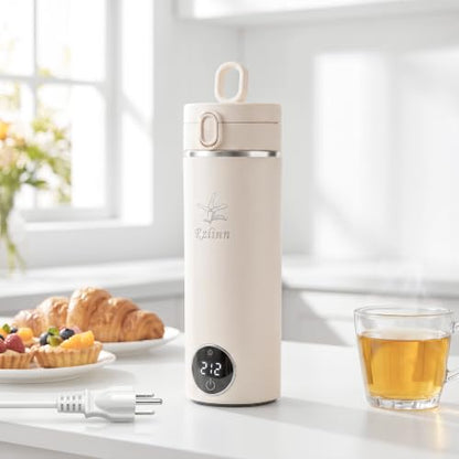 Beige Portable Travel Electric Kettle 120V 450ml Stainless Steel Small
