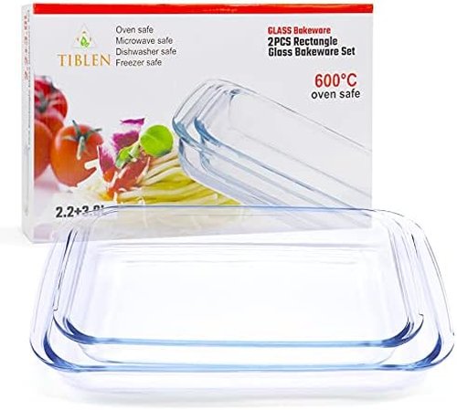 2-Pack Borosilicate Glass Baking Dishes by [Brand Name] - Oven, Microwave & Freezer Safe | 102 oz & 75 oz