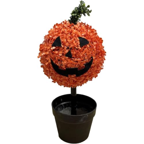 Artificial Pumpkin Topiary Tree Halloween Potted Boxwood Decor - Pumpkin Variation