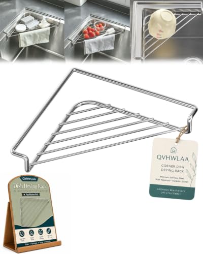 Stainless Steel Corner Sink Shelf 1pc Triangular Open Wire Dish Drying Rack