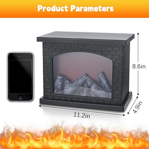 Black Fireplace Lanterns Decorative Small LED Flame Effect Lamp