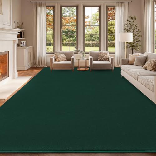 Dark Green 8x10 Rug for Living Room Non-Slip Soft Carpet with Memory Foam