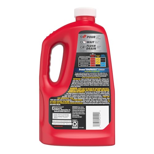 Drano Max Gel Drain Clog Remover & Cleaner, Fast-Acting to Unclog Standing Water & Remove Hair, Grease & Food Blockages, Safe for all Pipes & Septic, Kitchen Sinks, Bathroom Showers, 80 Oz, 2 Pack