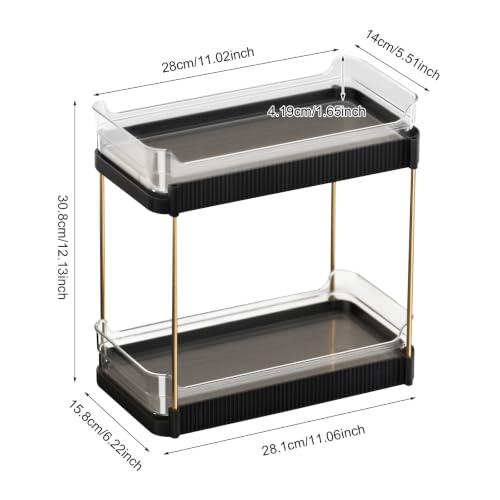 2-Tier Bathroom Shelf Organizer with Detachable Clear Trays for Vanity Storage