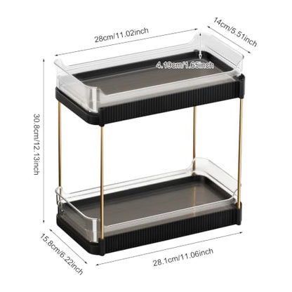 2-Tier Bathroom Shelf Organizer with Detachable Clear Trays for Vanity Storage