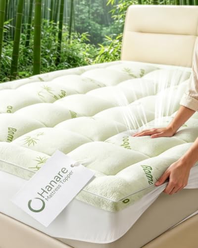 Cooling Bamboo Mattress Topper Queen - 1000 GSM Plush Support