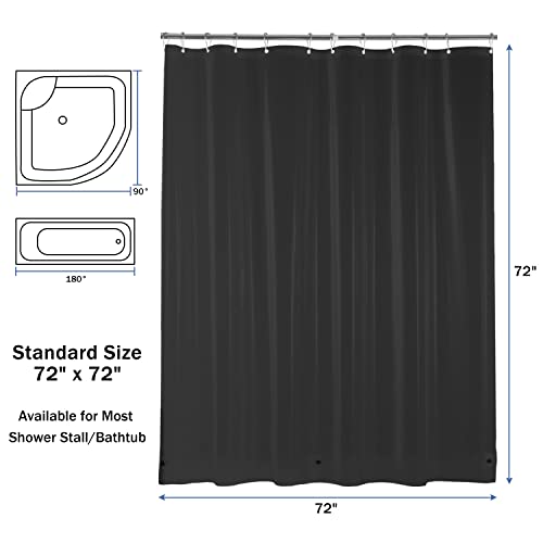 downluxe Shower Curtain Liner, PEVA Plastic Shower Liner with 3 Magnets, 72" x 72" Waterproof Bathroom Curtain, Grey, 1 Pack