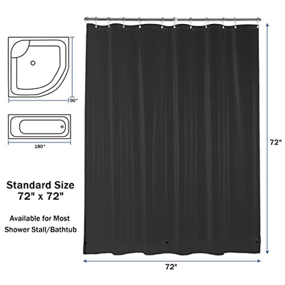 downluxe Shower Curtain Liner, PEVA Plastic Shower Liner with 3 Magnets, 72" x 72" Waterproof Bathroom Curtain, Grey, 1 Pack