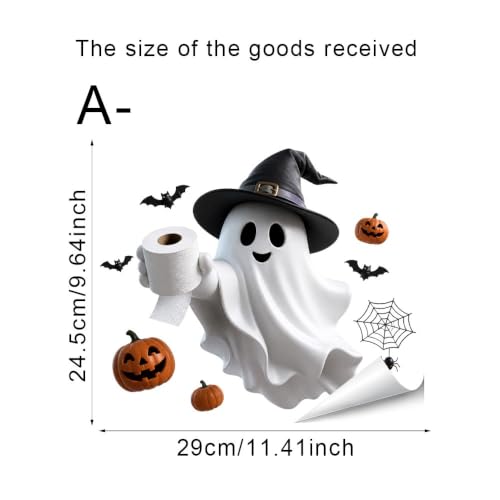 Halloween Ghost Toilet Seat Decal - Waterproof Bathroom Decor, Variation A