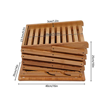5-Tier Foldable Bamboo Magazine Rack Floor Stand - 56 Inch Storage Organizer