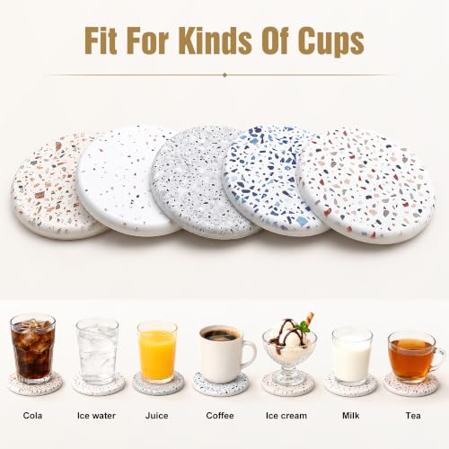 Multicolor Water Absorbing Diatomaceous Earth Coaster Set - 5 Pcs