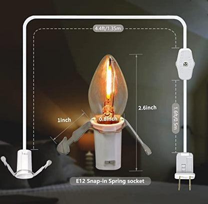 C7 LED Light Bulb & Accessory Cord Set - 2 Pack with Dimmer Switch - Warm White