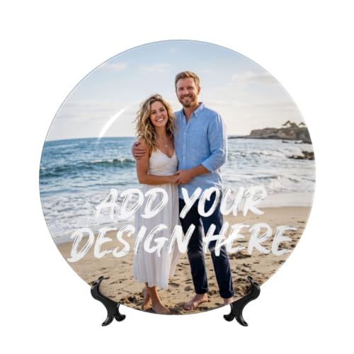 10 Inch Personalized Decorative Ceramic Plate with Stand - Custom Image & Text Birthday Gift