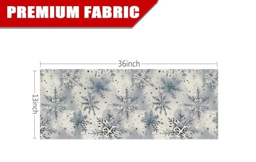 Winter Snowflake Christmas Table Runner 13 x 36 Inch Watercolor Farmhouse Decor