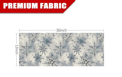 Winter Snowflake Christmas Table Runner 13 x 36 Inch Watercolor Farmhouse Decor