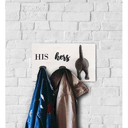 Mud Pie HIS, HERS & PUP WALL HOOK, White, Brown, 2.00" x 11.00"