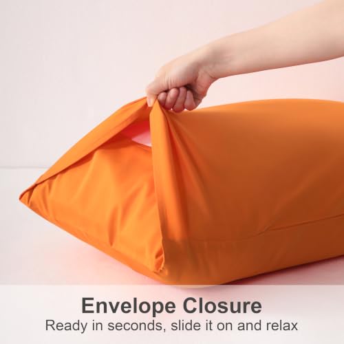 Pure Cotton Pillowcase Set 20x26 Inches - 2 Pack in Orange