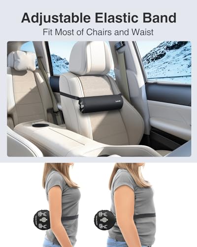 Inflatable Lumbar Pillow for Travel, Back Support Cushion for Airplane & Car