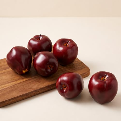 6 Fake Apples for Home Decor, Artificial Fruit, Faux Red Apples Set